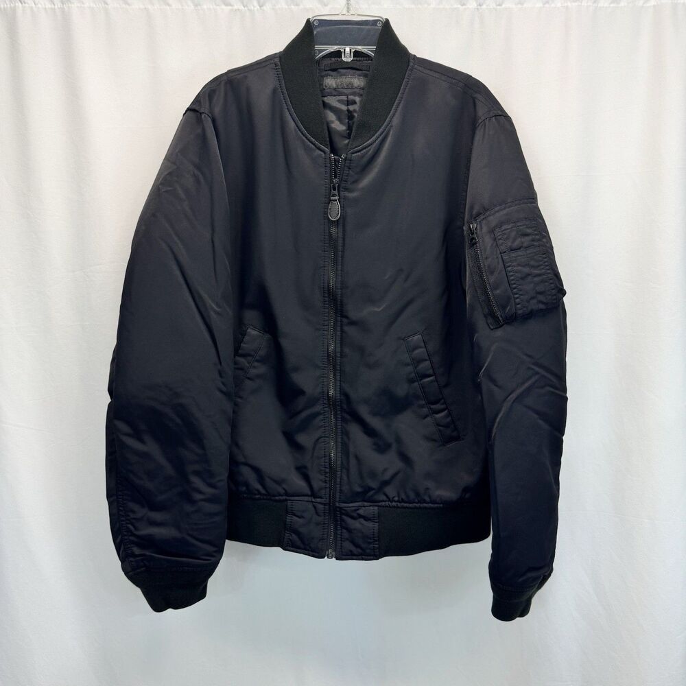 Uniqlo MA-1 Flight Jacket Black Mens S Satin Nylon Army Military Bomber Utility